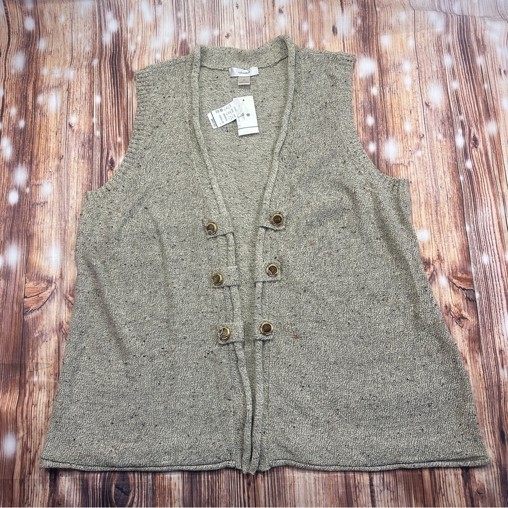 CJ Banks Tan/Confetti Open View Vest Women’s Size 2X - Picture 2 of 13
